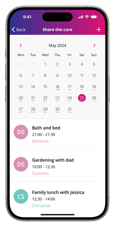 Care calendar in bezel