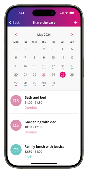 Care calendar in bezel